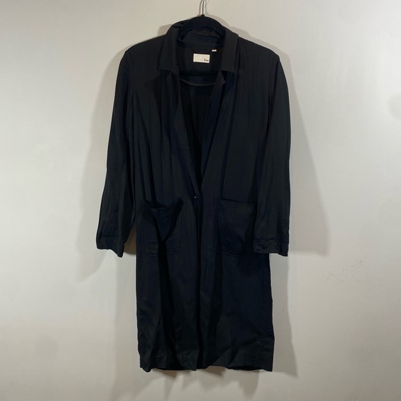 Aritzia Wilfred Free Satin Long Black Trench Blazer Size XXS - Picture 1 of 8